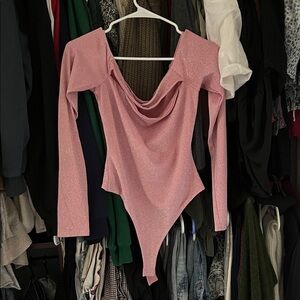 Naked Wardrobe Pink Draped Bodysuit